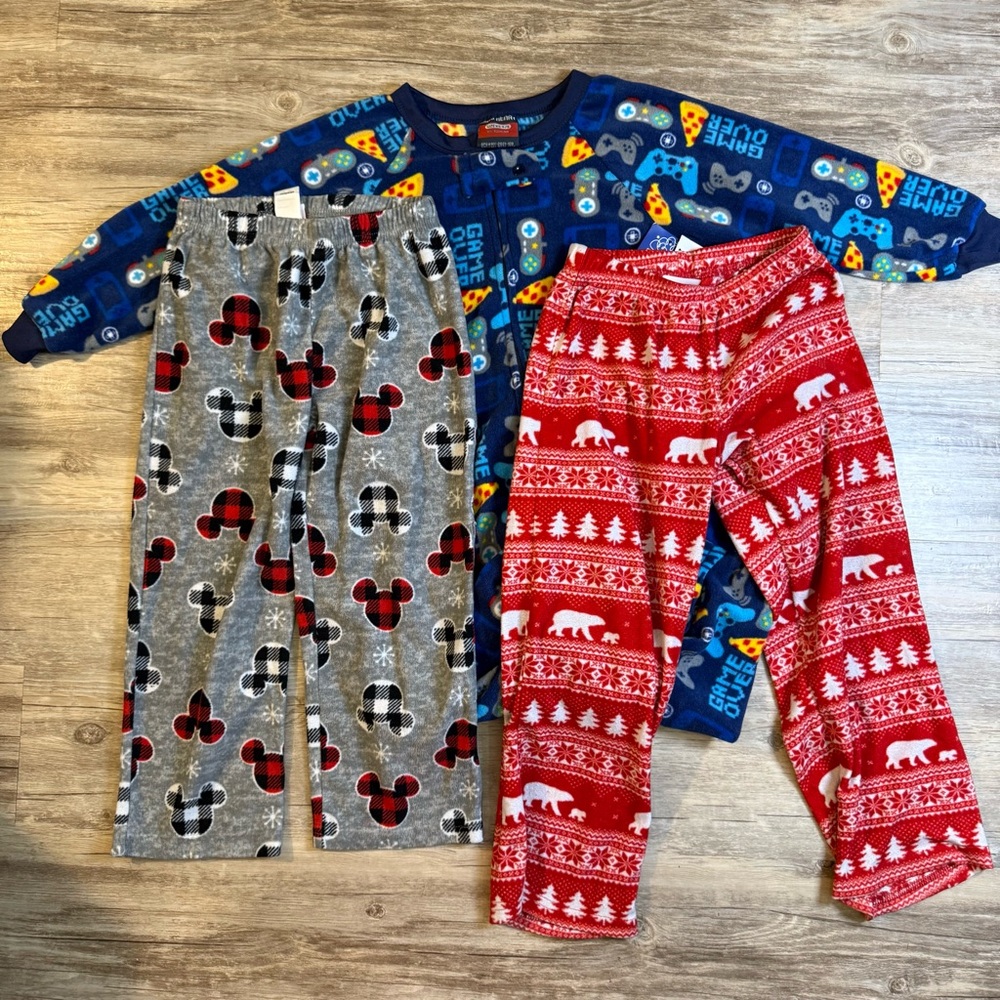 Toddler Boys Pajama Bundle with Disney Mickey Mouse PJ Bottoms – (3 Pieces)